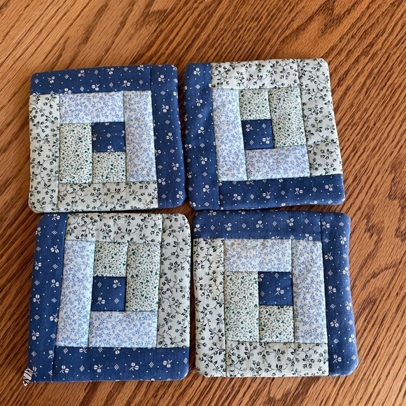 Blue Fabric Coaster Set OF 4 - Picture 2 of 5